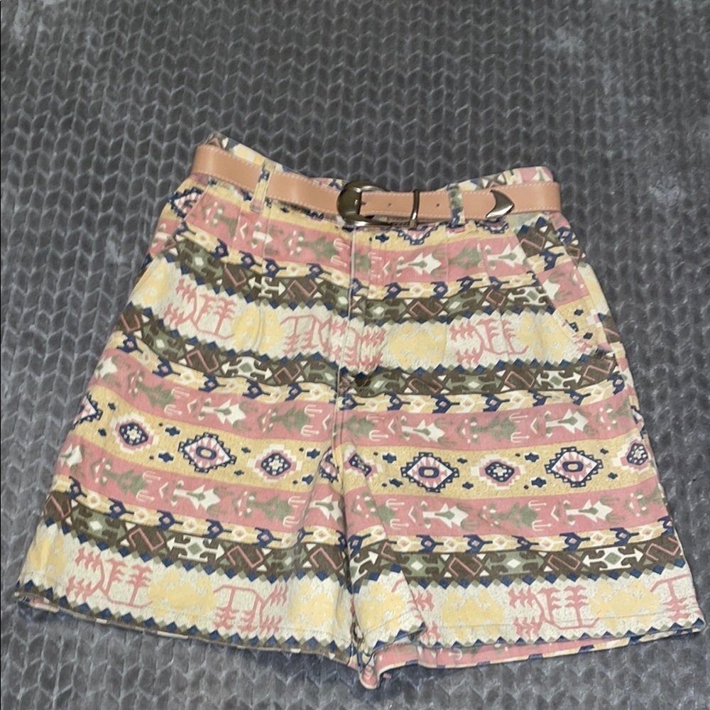 Venice Blues Vintage Super High Rise 100% Cotton Shorts w Matching‎ belt.  Sz 14